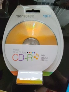 Memorex10PK CD-R 40X 700MB 80min CD-R Discs NEW Cool Colors Sealed 2009 - Picture 1 of 4