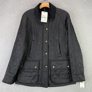 Barbour Beadnell Polarquilt Jacket Womens 4 Black Equestrian Quilted Fleece NWT - Picture 1 of 18