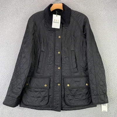 Barbour Beadnell Polarquilt Jacket Womens 4 Black Equestrian Quilted Fleece NWT - Image 1 of 4