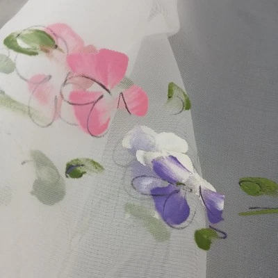 Винтажный чистый балдахин окно одиночный цветочный окрашенный белый Cottagecore 68" - Изображение 1 из 4