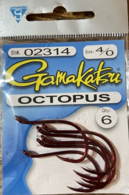 Gancho pulpo Gamakatsu #02314 tamaño 4/0-1 paquete de 6 piezas-nuevo-ENVÍO N 24 HORAS Foto 1 de 2