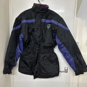 FRANK THOMAS Womens AQUA Motorcycle 🏍 JACKET Black & Purple Medium - Picture 1 of 6