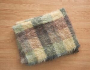 Vintage Hudson’s Bay Plaid Throw Mohair Blanket, 47x72 inch, Made in Scotland