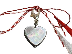 Martisor, Märzchen, Charm, Anhänger aus Perlmutt als Herz 15mm, handmade - Bild 1 von 5