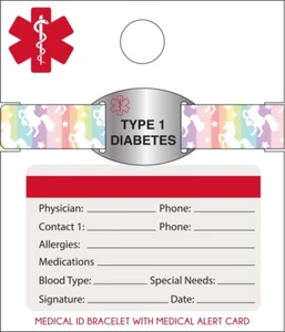Pulsera de identificación médica tipo 1 diabetes arco iris unicornio - Imagen 1 de 1