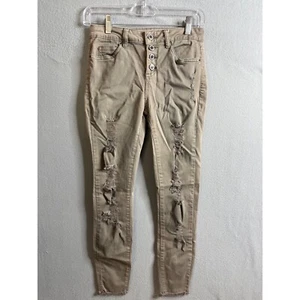 Angel Kiss Jeans Girls 5 Distressed Skinny Jeans Button Fly Khaki Style - Picture 1 of 10
