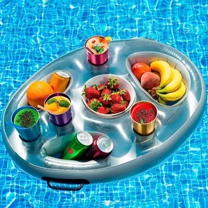Grey Inflatable Floating Food Snacks Drinks Swimming Beach Pool Party Holder - Picture 1 of 6