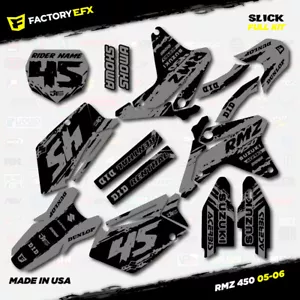 Black & Gray Slick Racing Graphics Kit fits 05-06 Suzuki RMZ450 Sticker RMZ 450 - Bild 1 von 5