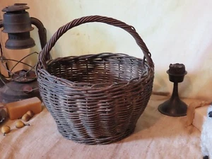 Cesta de vid tejida vintage de principios del siglo XX rústica primitiva granja - Imagen 1 de 7