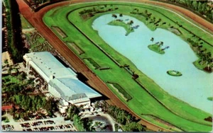 Vintage FL Postkarte Luftaufnahme Infield Lake Clubhaus Hialeah Rennstrecke Miami  - Bild 1 von 2