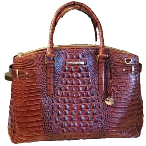 BOLSO DE MANO: BRAHMIN PECAN MELBOURNE AUDRA CUERO EN RELIEVE AJUSTABLE; NUEVO CON ETIQUETAS - Imagen 1 de 12