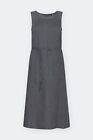Seasalt Sketch Pad Dress £69.00 BNWT 100% Linen Grey Belted Midi Sleeveless 18