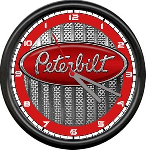 Peterbilt Truck Chrome Grill Diesel Trucker Garage Man Cave Sign Wall Clock - Picture 1 of 1