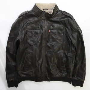 Chaqueta Bomber Levi's Imitación Cuero Talla Grande Marrón Forrada Sherpa - Imagen 1 de 5