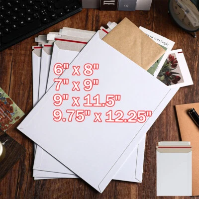 Paquete de 100-300 sobres de cartón planos de envío de fotos rígidas de 4 tamaños 300GSM Foto 1 de 4