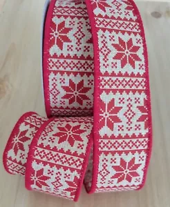 1,5 Zoll (5 Yards) verdrahtetes Weihnachtsband Weihnachtsstern Geschenkpapier Kränze Handwerk - Bild 1 von 1