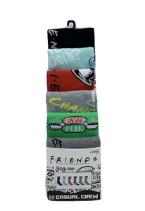 Friends TV Show Series Mens Crew Socks 6 Pair Fits Shoe Size 8-12 Central Perk - Picture 1 of 12