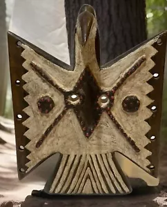 Handcrafted Wooden Native American Sculpture Wall Hanging W/Metal Base 20" tall - Picture 1 of 4