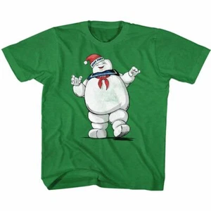 The Real Ghostbusters Merry Mr. Stay Puft Vintage Green Youth T-Shirt - Picture 1 of 2