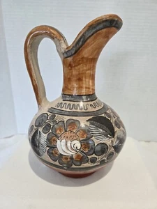 Jarra de cerámica Tonala vintage mexicana pintada a mano arte popular - Imagen 1 de 7