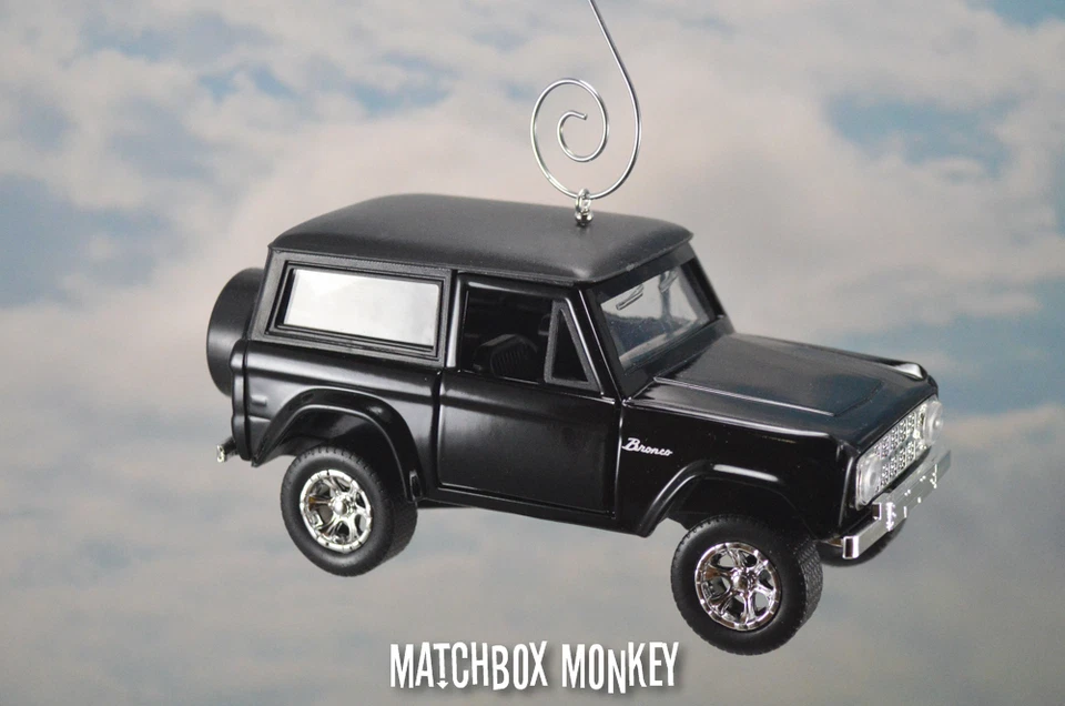 Black 1973 Full Size Ford Bronco Christmas Ornament 1/32 Emblem SUV 4x4 Truck - Image 1 of 4
