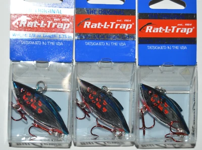 3 lures bill lewis rat l trap tiny 1.75" crankbait chrome blue bleeding shad - Image 1 of 3