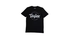 Taylor Men's Short Sleeve Anvil 980 T-Shirt , Black with White Distressed Logo, - Picture 1 of 1