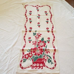 VTG TeaTowel or Table Runner 13" x 28.5" Springprint Vat Color Part Linen Floral - Picture 1 of 8