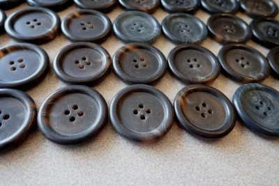 Vintage Lot 12 HSM Faux Brown Bakelite Buttons Round 4 Hole Set 1-1/16”X 12 - Image 1 of 4