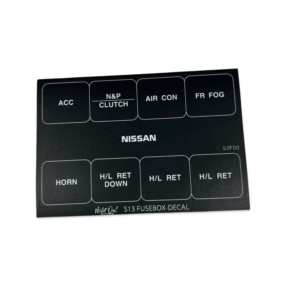 Nissan 240sx Silvia S13 SMALL ENGINE FUSEBOX LABEL (53F00) - Image 1 of 1