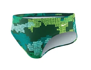 Nike Men’s Team Swim Brief Swimsuit TESS042 320 Techno Camo Black Green Size 34 - Picture 1 of 4