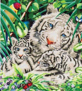 Diamond Dotz Diamond Painting Kit: White Tiger & Cubs - Picture 1 of 1