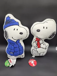 Set 2 Cuscini Peanuts Snoopy Sherpa Regalo Natale e Giacca Blu Nuovi con etichette - Foto 1 di 5
