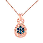 0.50 Ct Natural Round Blue Diamond Pendant Necklace In 10K Gold With Box Chain