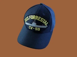 USS FORRESTAL CV-59 NAVY SHIP HAT U.S MILITARY OFFICIAL BALL CAP U.S.A MADE - Picture 1 of 6