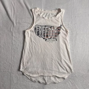 Lucky Brand Freedom USA America White Tank Top Sleeveless Shirt Men's S * - Picture 1 of 7