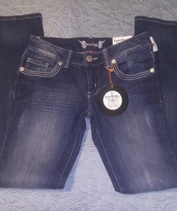 NWT Freestyle Revolution Dark Wash Straight Leg Sexy Fit Jeans Sz. 7 - Picture 1 of 7