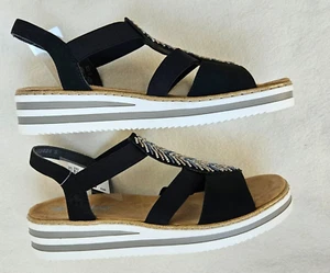 Rieker chice Sandalen neu Gr.41 Schmucksteine schwarz Riemchen Applikation 59 € - Bild 1 von 7