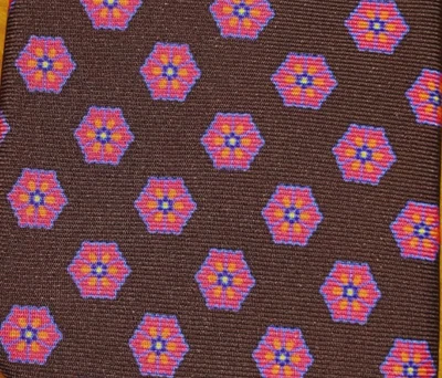 IKE BEHAR ~ CAMISA DE VESTIR DE SEDA PARA HOMBRE CORBATA DE TRAJE ~ ROSA NARANJA MARRÓN ~ 60" Foto 1 de 4