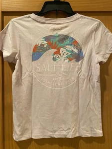 Camiseta Salt Life Niña Rosa Claro Pescado-Surf-Buceo Manga Corta Nueva con Etiquetas Talla M - Imagen 1 de 5