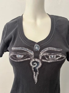 Vintage Ellemenno Boho Top Size L Third Eye Grungecore Whimsical Y2K Delias Gray - Picture 1 of 4
