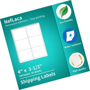 Etiquetas de envío blancas, 30 hojas (180 etiquetas), 3-1/3" x 4", etiquetas de dirección, L... - Imagen 1 de 6