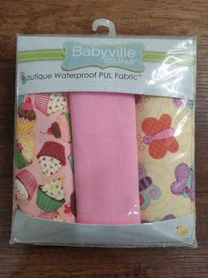 BABYVILLE Boutique DIAPER Waterproof PUL Fabric Cupcake Butterfly NEW A9  - image 1 of 2