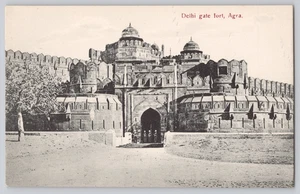 Delhi Gate Fort Agra India Postcard H.A. Mirza & Sons Printed in Germany - Picture 1 of 3