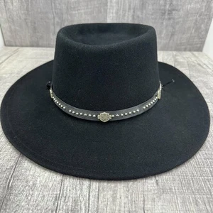Vintage Harley Davidson Cowboy Hat Size SM Black 100% Wool Western USA Beaded - Picture 1 of 14