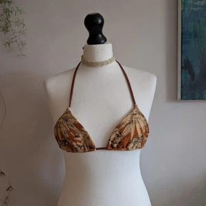 Free People x Swimwear free-est Billie Printed Michelle triangle Top brown M - Picture 1 of 6