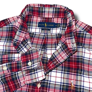 RALPH LAUREN camicia Oxford a quadri uomo media slim fit L/S abbottonata carne pony - Foto 1 di 4