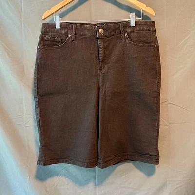 Pantalones Cortos Gloria Vanderbilt Mujer 16 Bermudas Negros Denim Efecto Adelgazante Elástico Foto 1 de 4