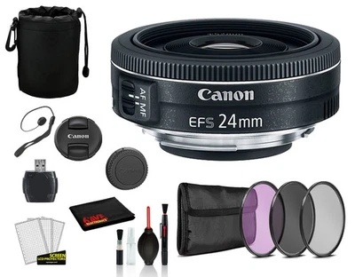 Lente Canon EF-S 24 mm f/2,8 STM (9522B002) con paquete incluye filtro de 3 piezas Foto 1 de 2