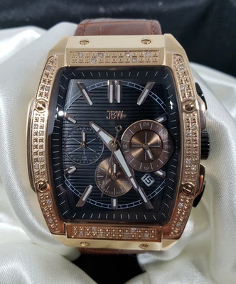 Мужские часы JBW Echelon бриллиант 14 розовое золото модель J6379D квадратная кожа - Изображение 1 из 4